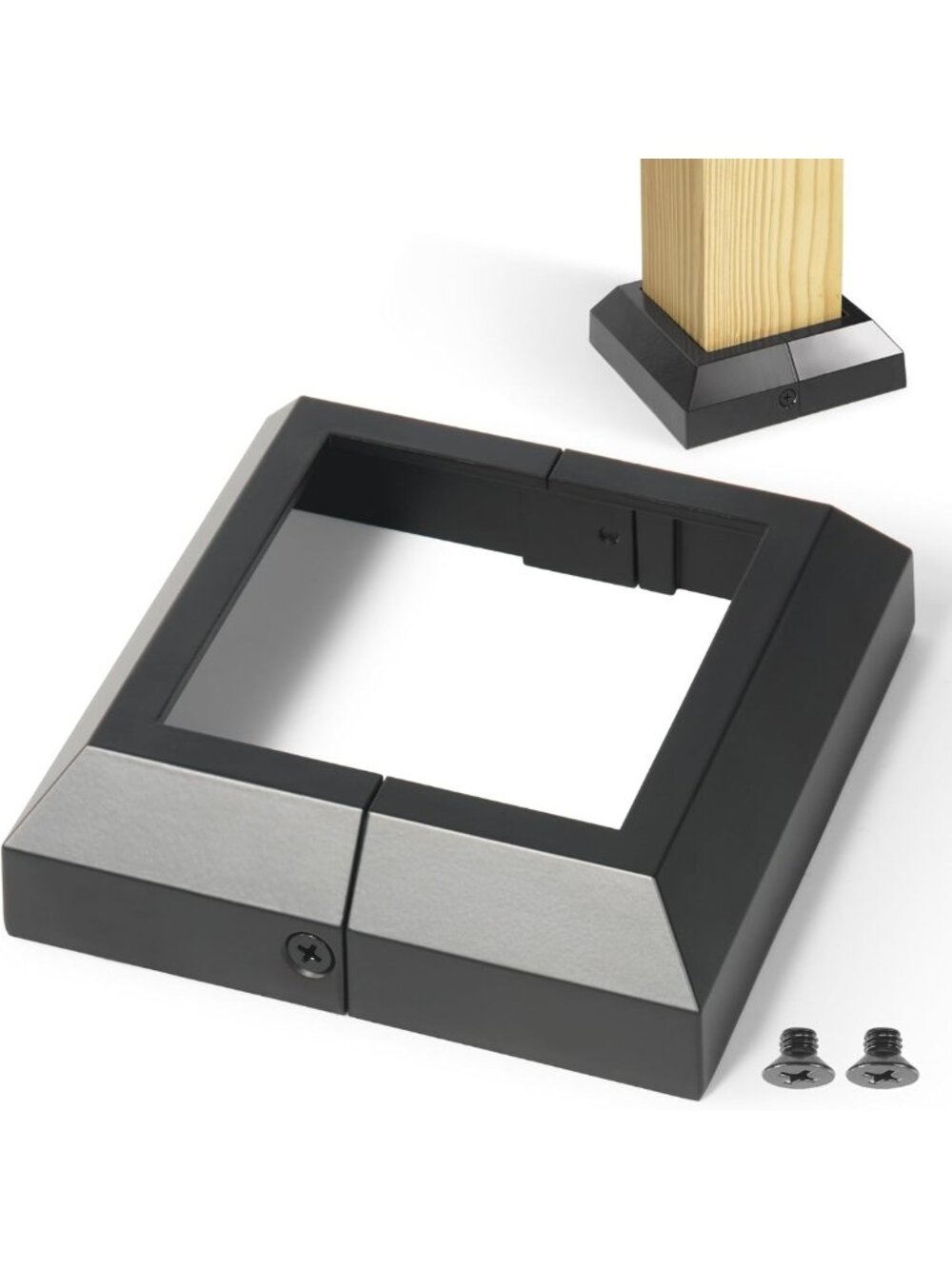 Decorative Black Aluminum Deck Post Base Cover Trim Skirt - 3.5"x3.5" - 4 Pack
